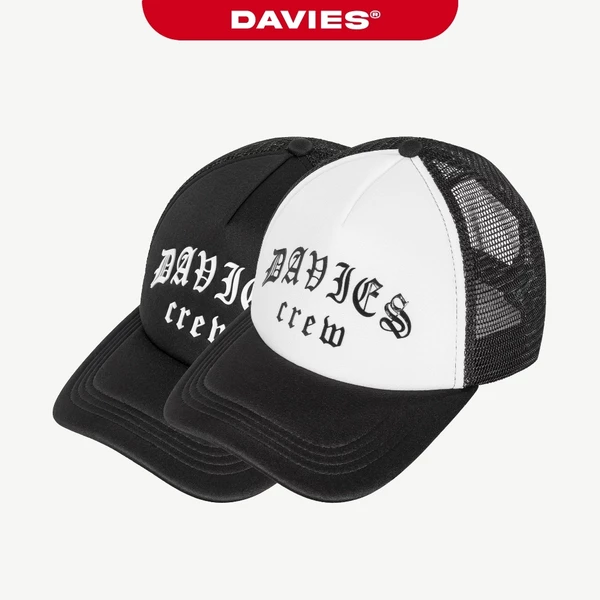 Nón lưỡi trai phối lưới nam nữ DAVIES hoạ tiết hình in chữ đường phố dây cài bấm nút Engra Trucker Hat | D-C12