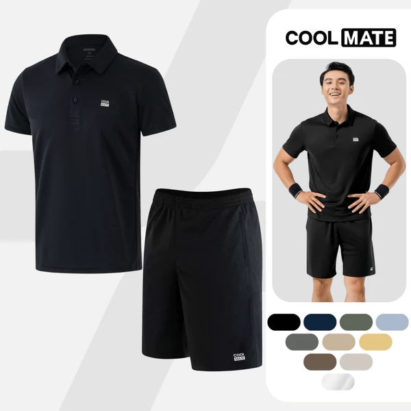 Set đồ thể thao Áo Polo Promax-S1 +Quần Shorts, thoáng khí, Set Pickleball Coolmate