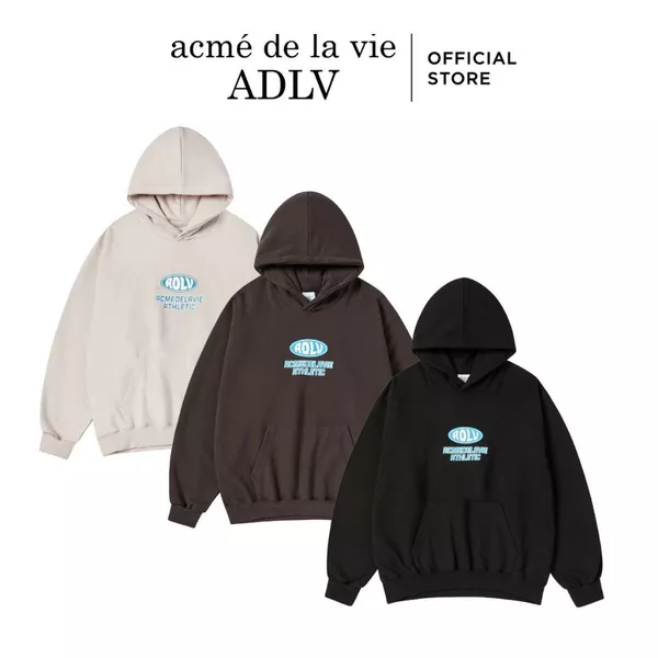 Áo Hoodie ADLV Blue Oval Logo dáng oversized màu Đen/Nâu đậm/Be - Hàng chính hãng