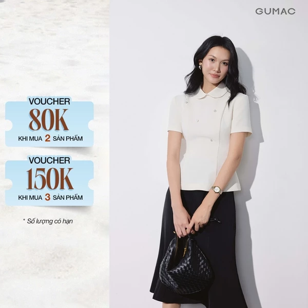 [MUA 2 GIẢM 80K] Áo Kiểu Peplum Nữ GUMAC Tay Ngắn Cổ Sen Đính Nút Kiểu Dây Kéo Bigsize Thanh Lịch Công Sở LAG09083