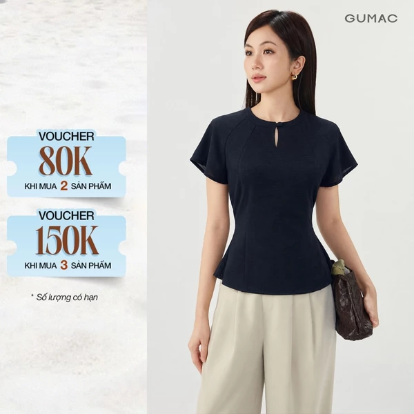 [MUA 2 GIẢM 80K] Áo Kiểu Nữ GUMAC Form Suông Tay Liền Dây Buộc Eo Linh Hoạt Chất Linen Thoải Mái Thoáng Mát LAG09060