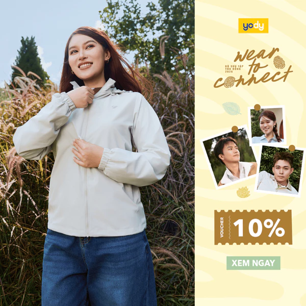 Áo gió nữ YODY áo khoác dù kiểu dáng basic có mũ tháo rời - WCWC26S001
