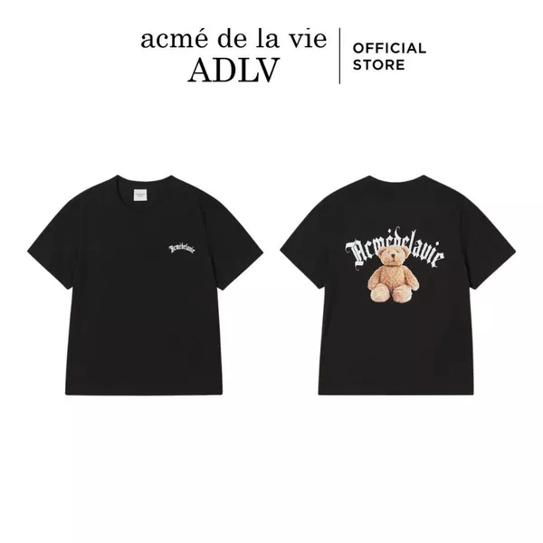 Áo Thun Nữ ADLV Gold Chain Bear Doll T-Shirt Black dáng Classic màu Đen - Hàng chính hãng