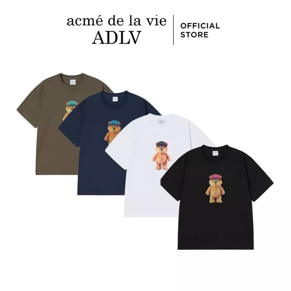 Áo Thun ADLV 3D Stand AC Bear dáng oversized màu Đen/Cacao/Xanh Navy/Trắng - Hàng chính hãng