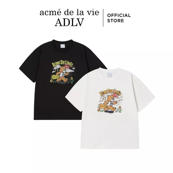 Áo Thun ADLV Running AC Bear dáng oversized màu Đen/Kem - Hàng chính hãng