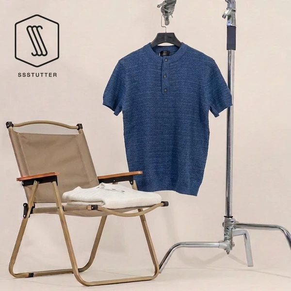 Áo Polo Len Nam SSSTUTTER AIR KNIT POLO Dệt Kim Cộc Tay Cổ Trụ 3 Khuy Form Basic