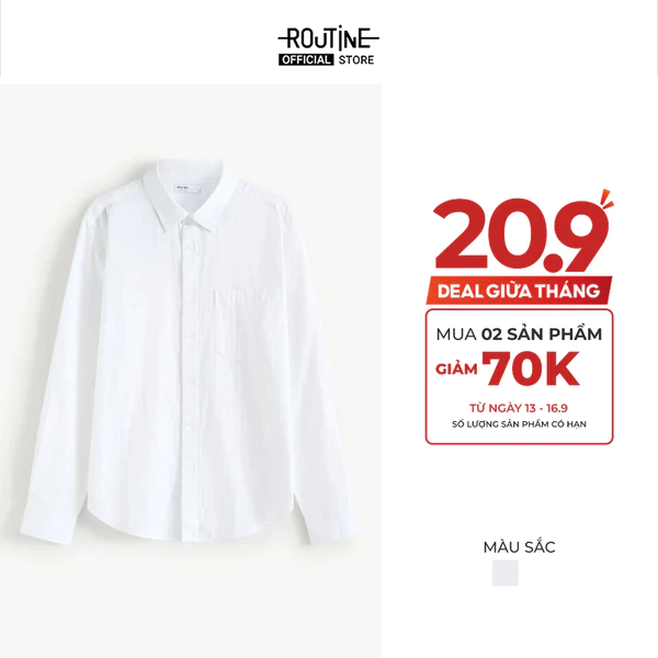 [MEMDAY MUA 2 GIẢM 70K] Áo Sơ Mi Tay Dài Nam Form Fitted - Routine 10F25SHL012
