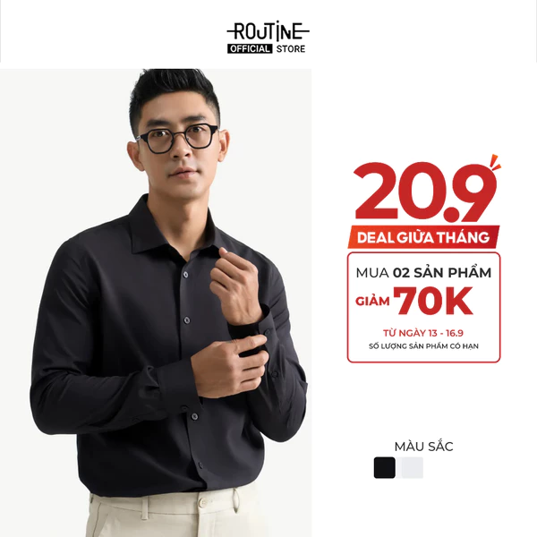[MEMDAY MUA 2 GIẢM 70K] Áo Sơ Mi Nam Dài Tay Vải Nano Non Iron Form Fitted - Routine 10S25SHL015