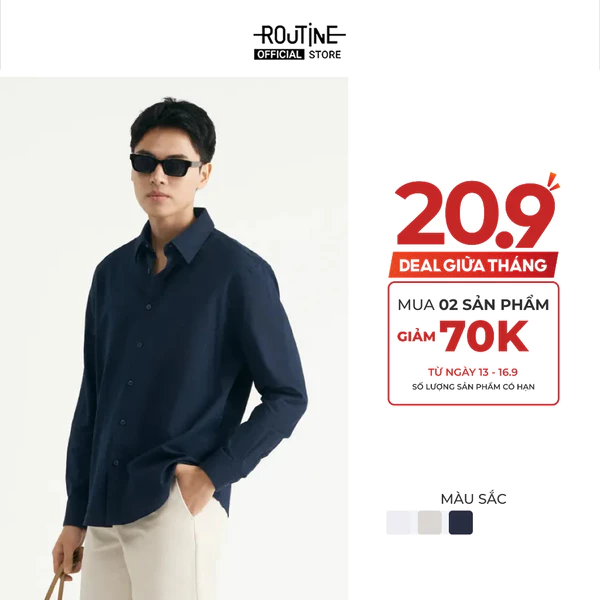 [MEMDAY UP TO 15%++ - MUA 2 GIẢM 70K] Áo Sơ Mi Nam Tay Dài Vải Linen Cotton Form Regular - Routine 10S25SHL032