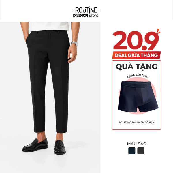 [20.9 TẶNG QUẦN] Quần Tây Dài Nam Form Slim Cropped - Routine 10F25PFO014