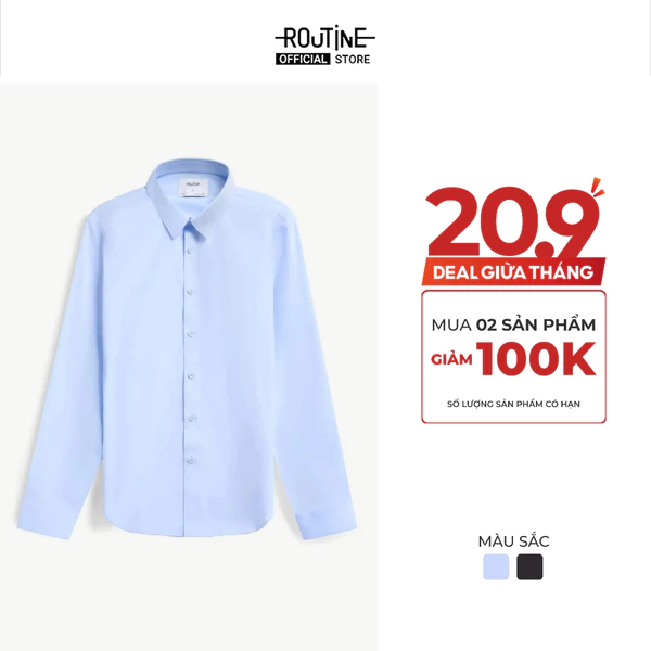 [20.9 MUA 2 GIẢM 100K - UP TO 20%++] Áo Sơ Mi Tay Dài Nam Bamboo Non Iron Form Fitted - Routine 10S26SHL056