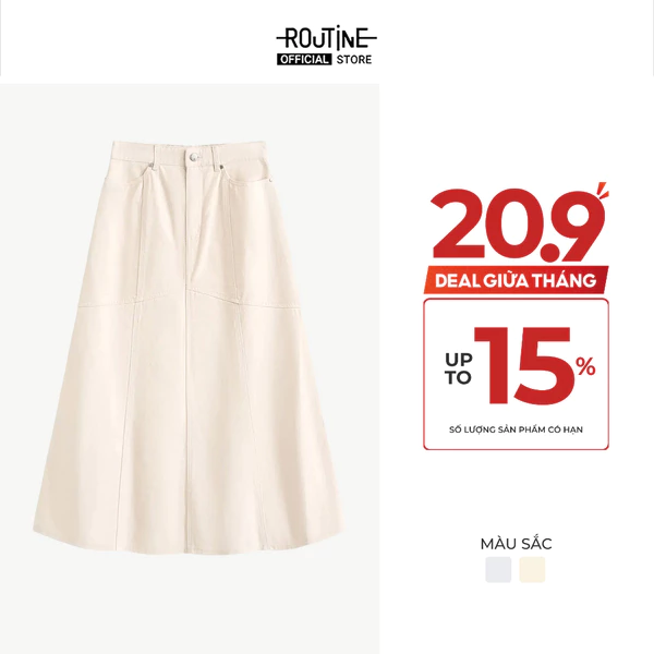 [UP TO 20%++] Chân Váy Denim Nữ Form Flared - Routine 10F25DSKW005