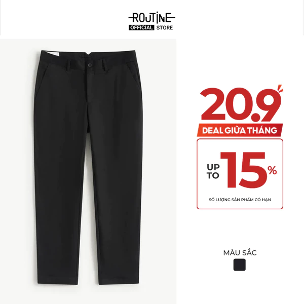 [UP TO 20%++] Quần Kaki Nam Cotton Trơn Form Slim Cropped - Routine 10F25PCA019