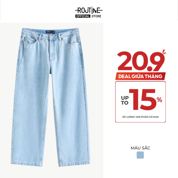 [UP TO 20%++] Quần Jeans Nam Thêu Nhỏ Form Straight - Routine 10F25DPA005