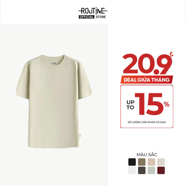 [UP TO 15%++] Áo Thun Trơn Basic Tay Ngắn Vải Cotton Poly Spandex Form Fitted - Routine 10S26TSS074