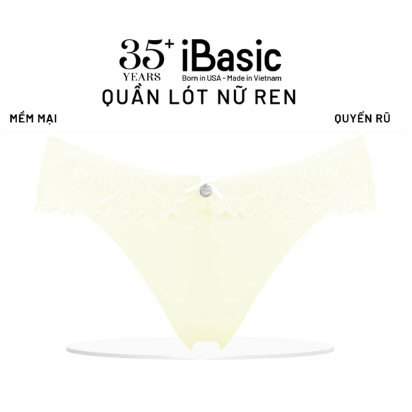 Quần lót nữ iBasic phom bikini phối lưng ren logo PANY111
