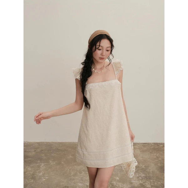 KIDO - Đầm hai dây ngắn phối ren ELISA DRESS