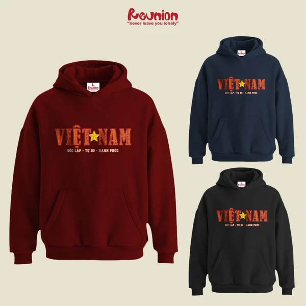 RNC VIET NAM Hoodie - Áo Nỉ Chui Có Mũ Nam Nữ Form Rộng Local Brand REUNION HD94