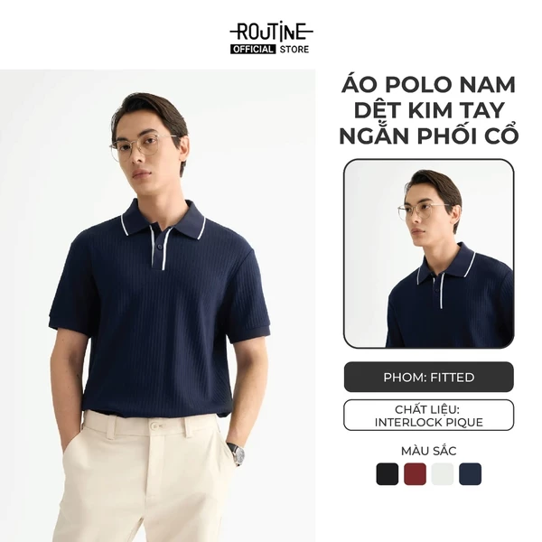 Áo Polo Tay Ngắn Nam Phối Cổ Form Fitted - Routine 10F25POL016
