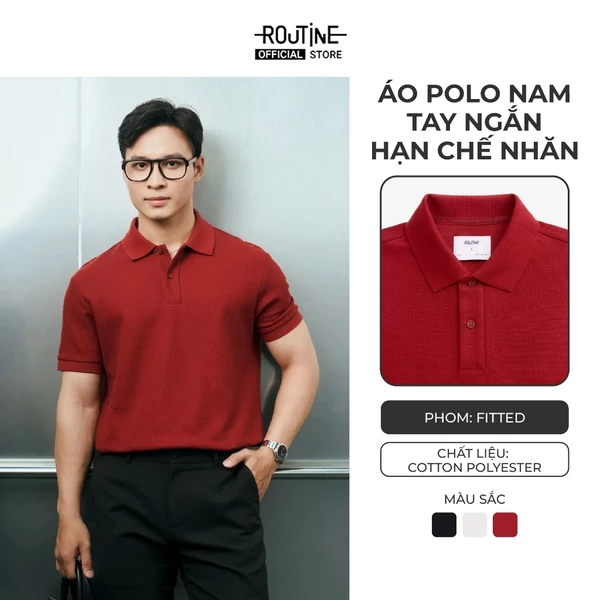 Áo Polo Tay Ngắn Nam Thêu Logo Phối Cổ Form Fitted - Routine 10F25POL005