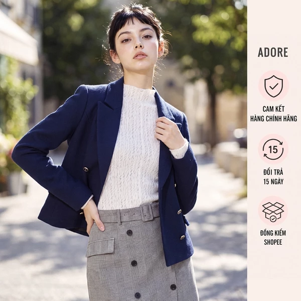 Blazer navy dáng ôm 2 hàng khuy royal - 512BL1003