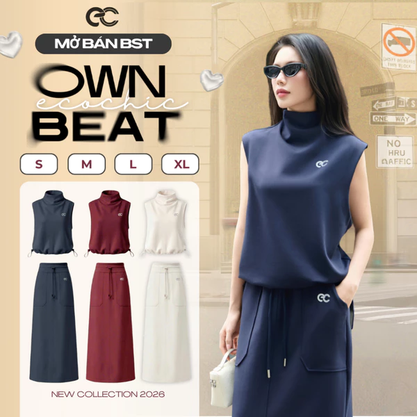 Set Bộ Sát Nách ECOCHIC B293 Áo Cổ Cao Chân Váy Dài Cạp Chun Logo Phản Quang Chất Liệu Cao Cấp Mềm Mịn