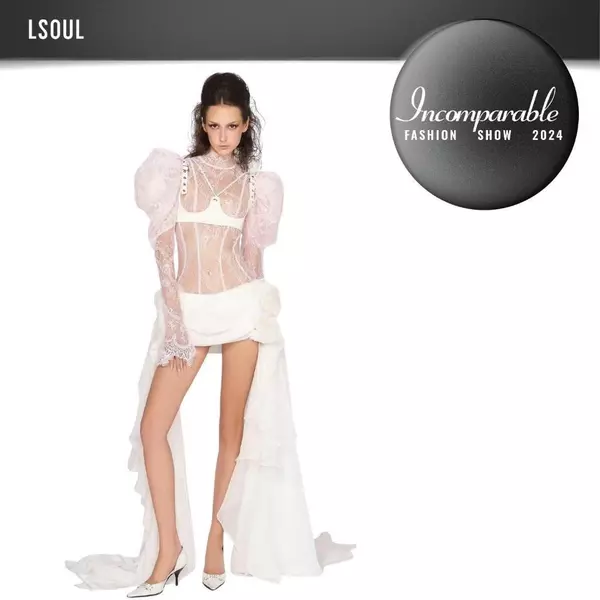 [INCOMPARABLE] LSOUL - Áo Bodysuit Ren Cổ Lọ Tay Bồng Xuyên Thấu Quyến Rũ Poésie Top A24072756