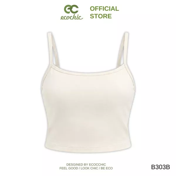 (QUÀ TẶNG KHÔNG BÁN) Áo 2 Dây Crop Nữ ECOCHIC B303 Chất Liệu Cotton Mềm mại Thấm Hút Mồ Hôi Tốt