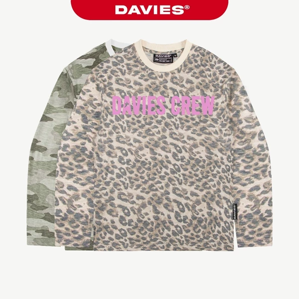 Áo thun tay dài form vừa nam nữ DAVIES hình in chữ màu neon thun xược hoạ tiết độc đáo Crew Slub Long Sleeve Tee | D-T76