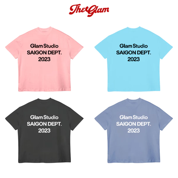 TheGlam CHÍNH HÃNG - Áo Thun Form Boxy "GLAM STUDIO 2023" UNISEX Màu Hồng/Xanh/Đen/Xanh Xám - 0906
