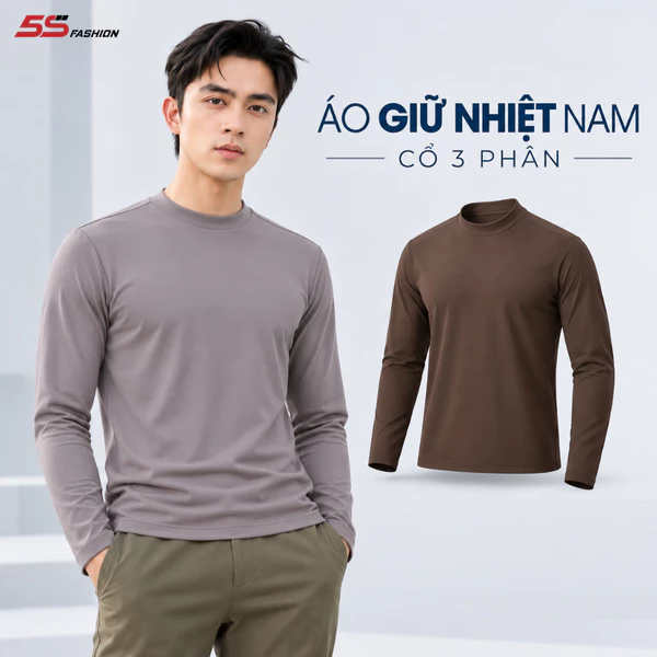 Áo Giữ Nhiệt Nam 5S FASHION Cổ Cao 3 Phân MICRO-AIRWARM Mềm Mịn, Giữ Ấm M0AGN26010