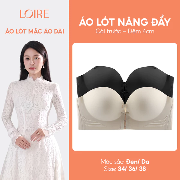 Áo Quây Cài Trước Gom Ngực Tạo Khe Nâng Đẩy 4cm Loirechic BRQ188 Mặc Áo Dài