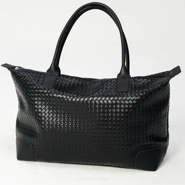 Túi xách Milano B Brown Tote Bag cỡ lớn hiệu ứng dập vân đan – Milano Woven Leather Bag B Brown