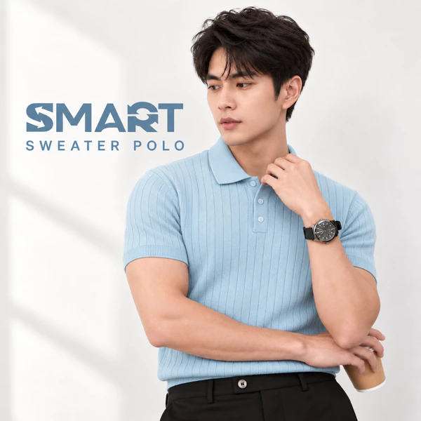 Áo Polo len gân POLO SWEATER TORANO ngắn tay thêu logo ở bo cổ 100% cotton mềm mịn, thoáng khi GWTE812