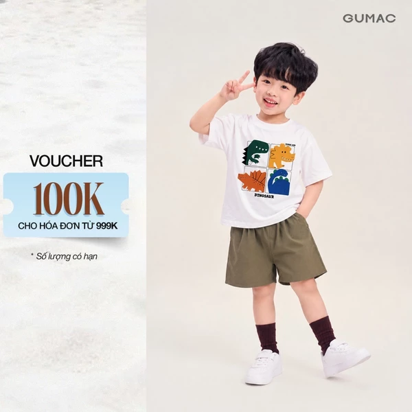 Áo Thun KID GUMAC Bé Trai Form Rộng Vừa Cổ Tròn Bo Viền Tay Ngắn In Họa Tiết Thân Trước ATBG09109