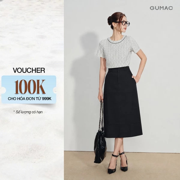 Chân Váy Nữ GUMAC Form A Basic Lưng Rời 1 Lớp Nút Bọc Vải Chính Vải Cùng Màu Thanh Lịch Dễ Phối VG08115