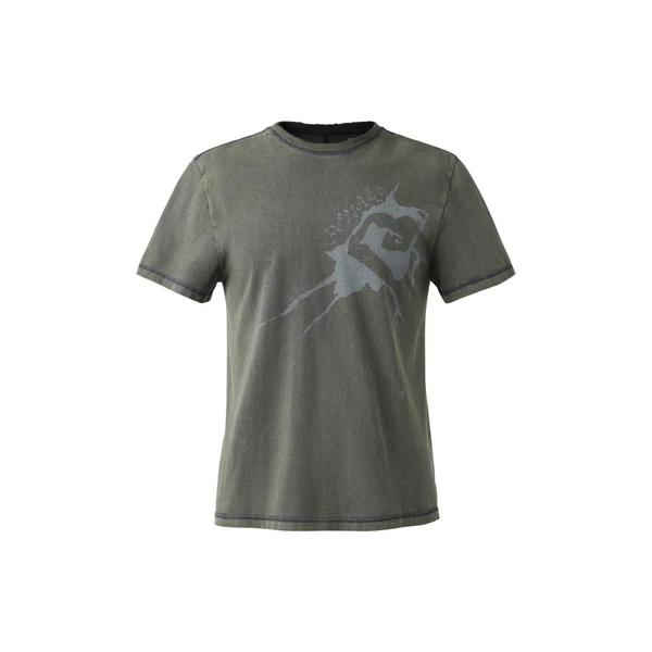 Áo Thun Unisex Màu Xám Ghi Wash Họa Tiết Form Ôm Slim Fit - BEUTER® DISTRESSED ‘Finale Ink Splash’ T-SHIRT - DARK GREY