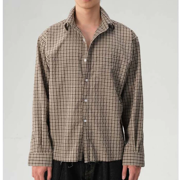 Áo Sơ Mi Nam B Brown Dài Tay Cotton Kẻ Caro Form Relax Cổ Button Down – Hazel Relaxed Check Shirts B Brown