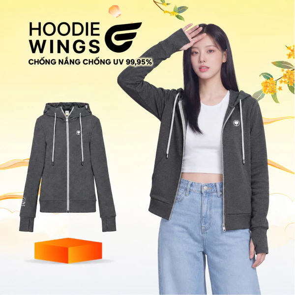 Áo Khoác Nữ Cotton Chống Nắng Chống UV Nữ LIME ORANGE Hoodie Wings OO26027101