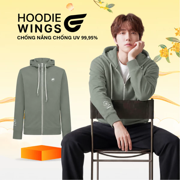 Áo Khoác Nam Cotton Chống Nắng Chống UV LIMEORANGE Hoodie Wings OM26027101