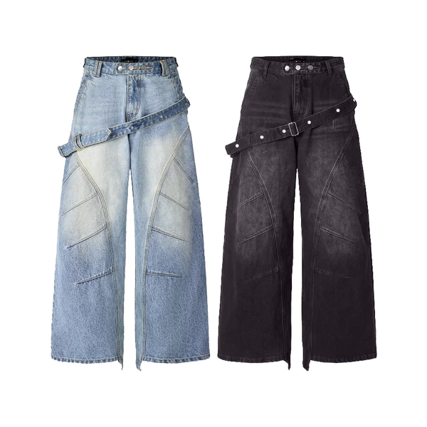 Quần RANVERBAE KAIHO WIDE-LEG STRAP Pants BLUE / BLACK
