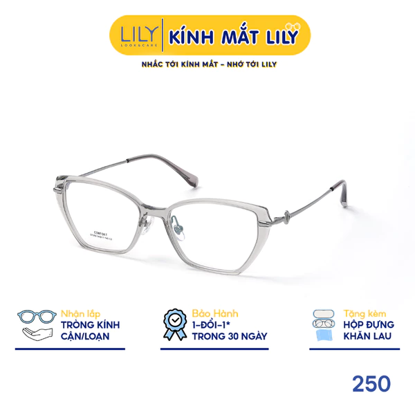 Gọng kính mắt mèo nam nữ LILYEYEWEAR chất liệu nhựa phối càng Titan cao cấp kiểu dáng hiện dại thời trang 250