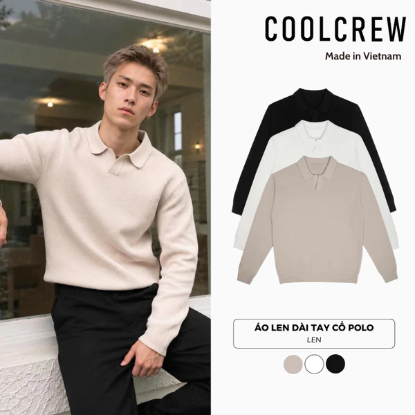 Áo Len Dài Tay Cổ Polo Không Cúc 𝐂𝐎𝐎𝐋𝐂𝐑𝐄𝐖 Dệt Kim Dày Dặn Phong Cách Hàn Quốc Unisex ALD199