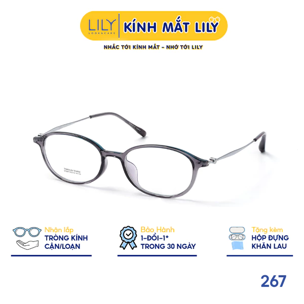 Gọng kính Oval nam nữ LILYEYEWEAR chất liệu nhựa phối càng Titan cao cấp kiểu dáng hiện dại thời trang 267