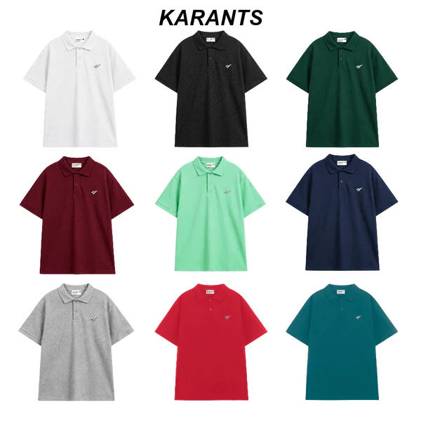 [ Restock Nhiều ] Karants Áo Polo Oversize Trơn Vải Cotton Cá Sấu Gắn Thanh Kim Loại Nam Nữ Unisex - KR215