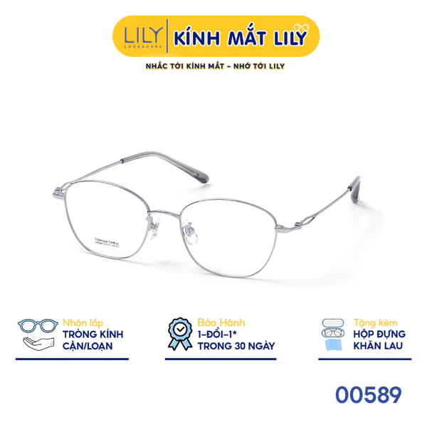 Gọng kính đa giác nam nữ LILYEYEWEAR chất liệu Titan cao cấp kiểu dáng hiện dại thời trang 00589