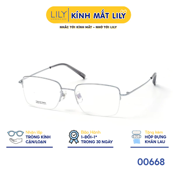 Gọng kính xẻ cước nam nữ LILYEYEWEAR chất liệu Titan cao cấp kiểu dáng hiện dại thời trang 00668