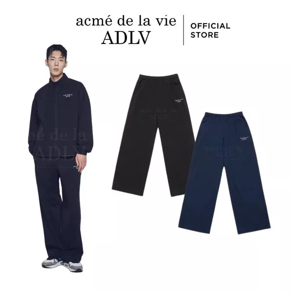 Quần ADLV Basic Logo Nylon Set Up Dáng Semi Oversized Màu Đen/Xanh navy - Hàng chính hãng