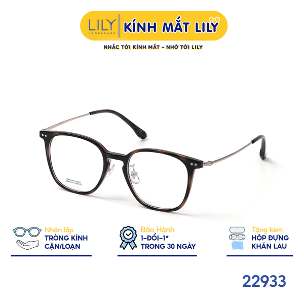 Gọng kính vuông nam nữ LILYEYEWEAR chất liệu nhựa phối càng Titan cao cấp kiểu dáng hiện đại thời trang 22933