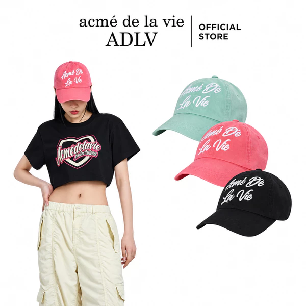 Mũ bóng chày thêu ADLV BIG SCRIPT CHAIN màu hồng/xanh mint/đen - Hàng chính hãng